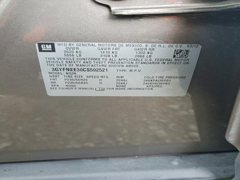 49756666 :رقم المزاد ، 3GYFNEE30CS592521 vin ، 2012 Cadillac Srx مزاد بيع