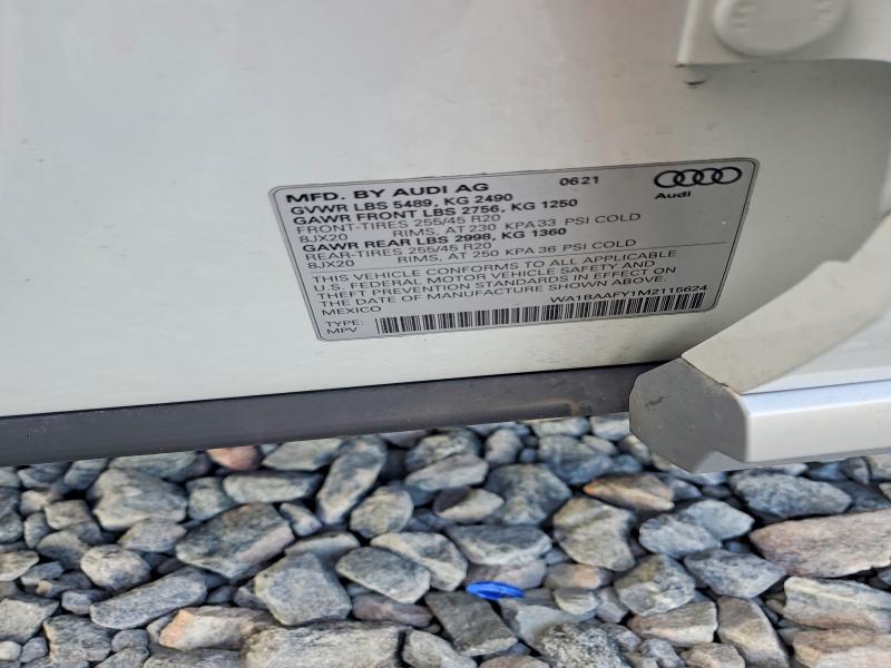 Aukcja sprzedaży 2021 Audi Q5, vin: WA1BAAFY1M2115624, numer aukcji: 49215326