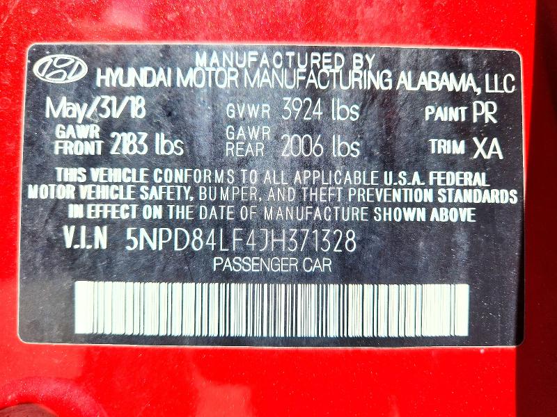 Продаж на аукціоні авто 2018 Hyundai Elantra, vin: 5NPD84LF4JH371328, номер лоту: 51627446
