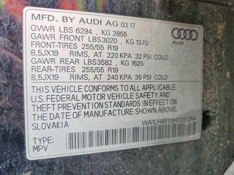 Продажа на аукционе авто 2017 Audi Q7, vin: WA1LHAF73HD051264, номер лота: 49571606