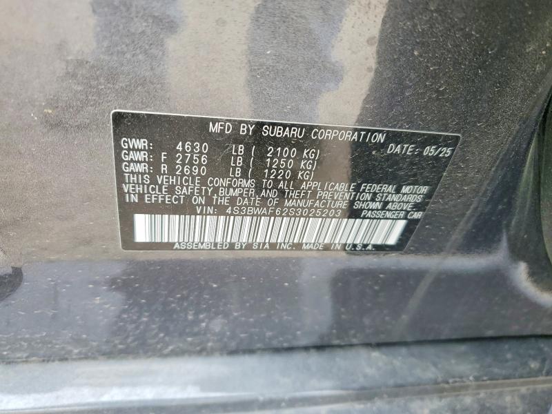 2025 Subaru Legacy მანქანა იყიდება აუქციონზე, vin: 4S3BWAF62S3025203, აუქციონის ნომერი: 48481826