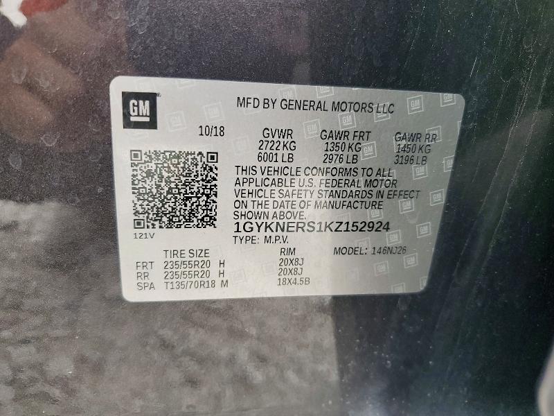 48435446 :رقم المزاد ، 1GYKNERS1KZ152924 vin ، 2019 Cadillac Xt5 مزاد بيع