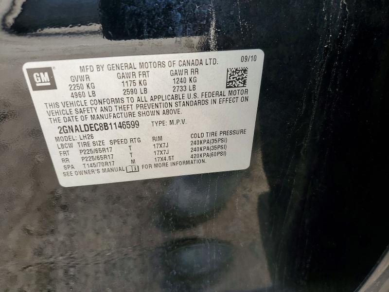 2011 Chevrolet Equinox მანქანა იყიდება აუქციონზე, vin: 2GNALDEC8B1146599, აუქციონის ნომერი: 51093956