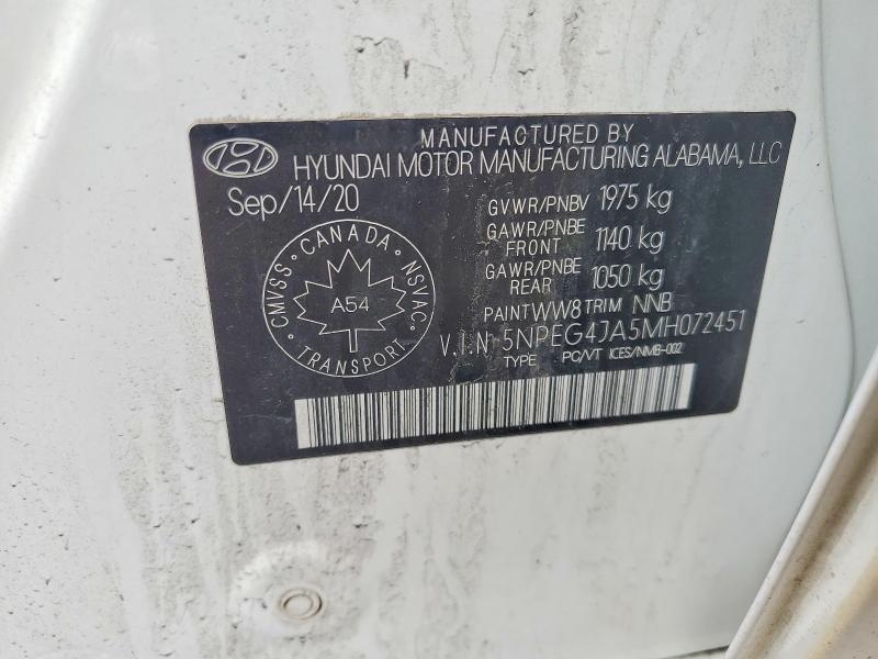 Продаж на аукціоні авто 2021 Hyundai Sonata, vin: 5NPEG4JA5MH072451, номер лоту: 50307306