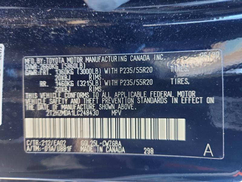 Aukcja sprzedaży 2020 Lexus Rx, vin: 2T2HZMDA1LC248430, numer aukcji: 51349806