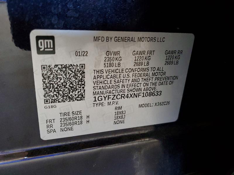 Auction sale of the 2022 Cadillac Xt4, vin: 1GYFZCR4XNF108633, lot number: 48684066