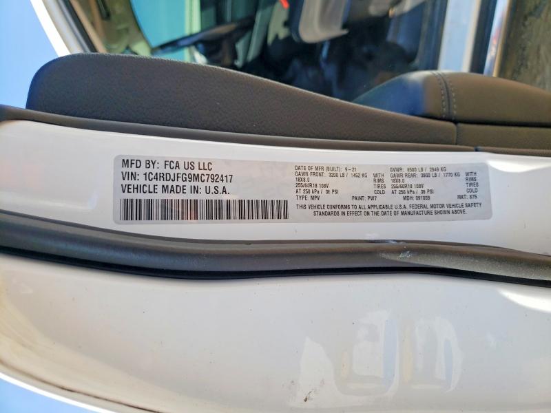 Продажа на аукционе авто 2021 Dodge Durango, vin: 1C4RDJFG9MC792417, номер лота: 47230716