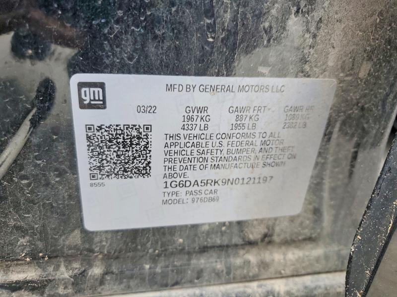 Aukcja sprzedaży 2022 Cadillac Ct4, vin: 1G6DA5RK9N0121197, numer aukcji: 50197196