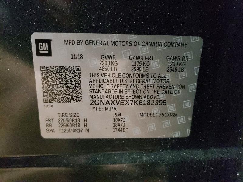 Продаж на аукціоні авто 2019 Chevrolet Equinox, vin: 2GNAXVEX7K6182395, номер лоту: 50792026