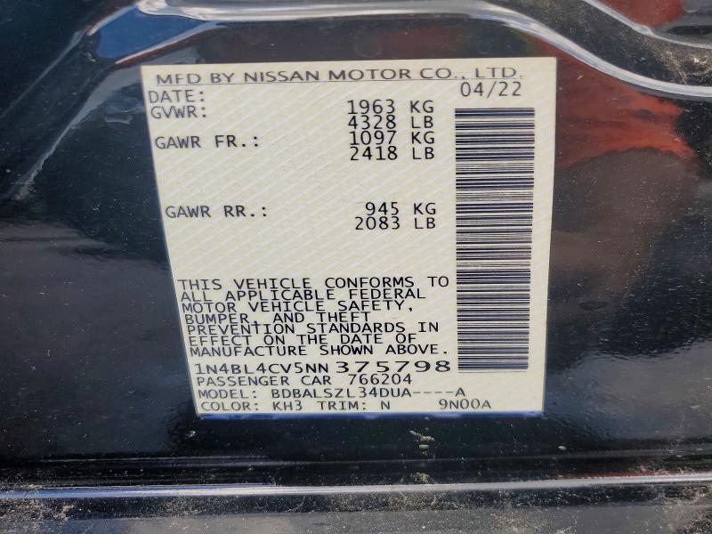 Aukcja sprzedaży 2022 Nissan Altima, vin: 1N4BL4CV5NN375798, numer aukcji: 50907396