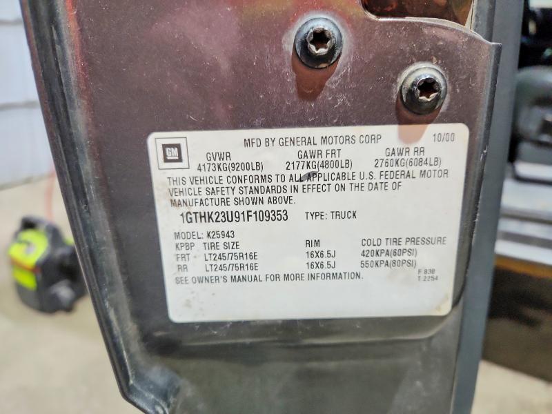 2001 Gmc Sierra მანქანა იყიდება აუქციონზე, vin: 1GTHK23U91F109353, აუქციონის ნომერი: 49314546