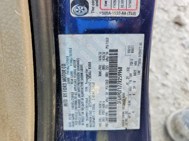 Aukcja sprzedaży 2007 Ford Fusion, vin: 3FAHP07177R259968, numer aukcji: 50943036