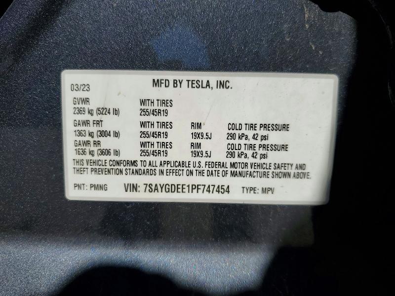 48901506 :رقم المزاد ، 7SAYGDEE1PF747454 vin ، 2023 Tesla Model Y مزاد بيع