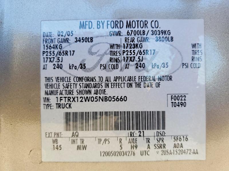 Продажа на аукционе авто 2005 Ford F150, vin: 1FTRX12W05NB05660, номер лота: 50959446