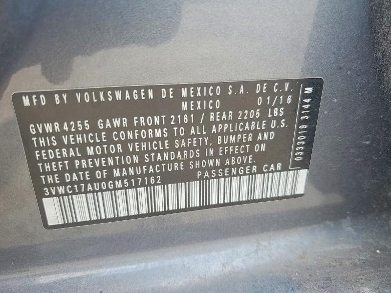 Aukcja sprzedaży 2016 Volkswagen Golf Sportwagen, vin: 3VWC17AU0GM517162, numer aukcji: 51868396