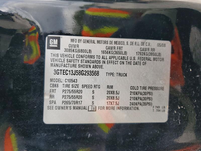 49891176 :رقم المزاد ، 3GTEC13J58G293568 vin ، 2008 Gmc Sierra مزاد بيع
