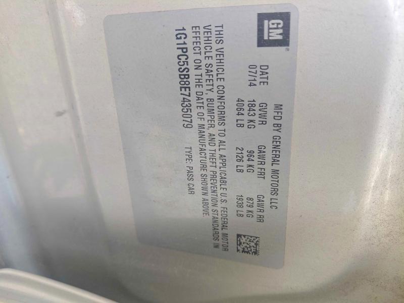 Продаж на аукціоні авто 2014 Chevrolet Cruze, vin: 1G1PC5SB8E7435079, номер лоту: 51319316