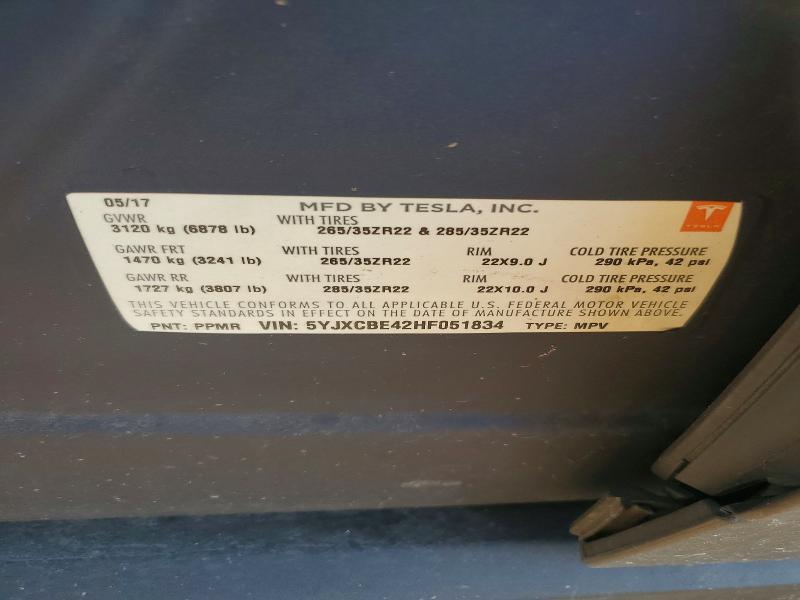 Продаж на аукціоні авто 2017 Tesla Model X, vin: 5YJXCBE42HF051834, номер лоту: 49435986