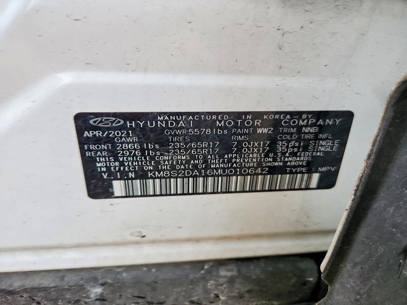 Продаж на аукціоні авто 2021 Hyundai Santa Fe, vin: KM8S2DA16MU010642, номер лоту: 51683376