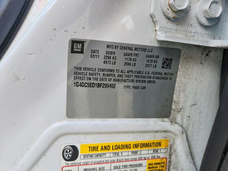 50158606 :رقم المزاد ، 1G4GC5ED1BF299492 vin ، 2011 Buick Lacrosse مزاد بيع
