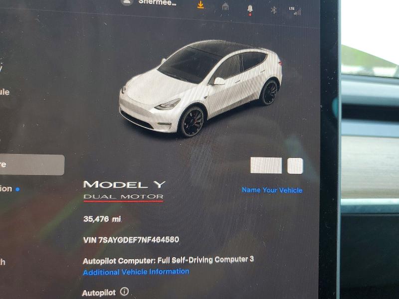2022 Tesla Model Y მანქანა იყიდება აუქციონზე, vin: 7SAYGDEF7NF464580, აუქციონის ნომერი: 51312646