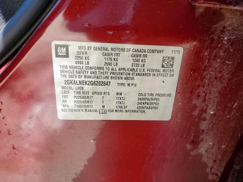 48924136 :رقم المزاد ، 2GKALNEK2G6202847 vin ، 2016 Gmc Terrain مزاد بيع