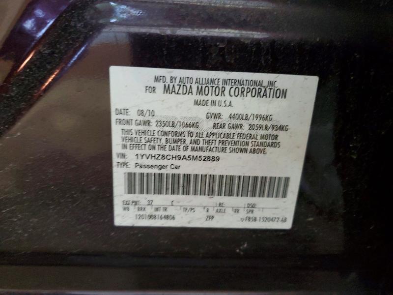 51517946 :رقم المزاد ، 1YVHZ8CH9A5M52889 vin ، 2010 Mazda 6 مزاد بيع