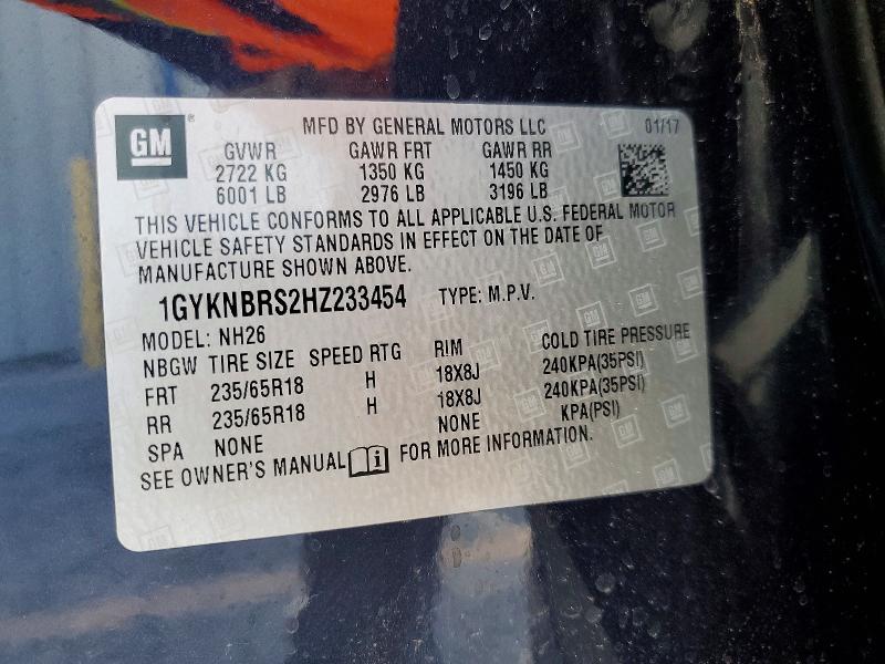 50672686 :رقم المزاد ، 1GYKNBRS2HZ233454 vin ، 2017 Cadillac Xt5 مزاد بيع