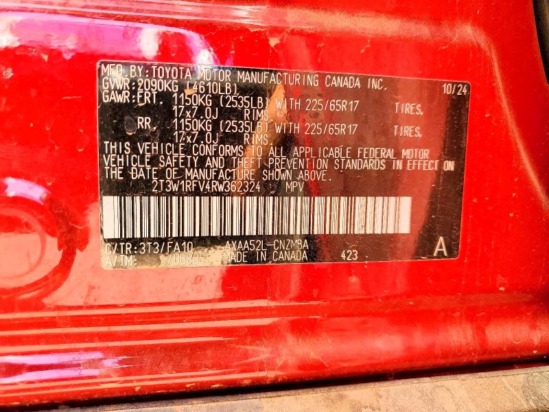 47282806 :رقم المزاد ، 2T3W1RFV4RW362324 vin ، 2024 Toyota Rav4 مزاد بيع