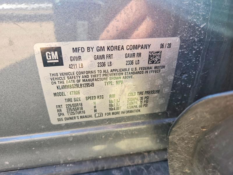 2020 Buick Encore Gx მანქანა იყიდება აუქციონზე, vin: KL4MMBS29LB129549, აუქციონის ნომერი: 48860576