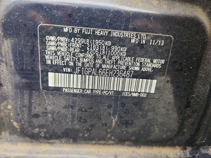 Продажа на аукционе авто 2014 Subaru Impreza, vin: JF1GPAL66EH236487, номер лота: 51982666