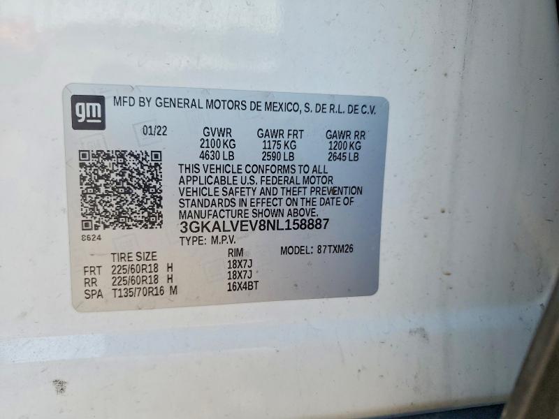 50931166 :رقم المزاد ، 3GKALVEV8NL158887 vin ، 2022 Gmc Terrain مزاد بيع