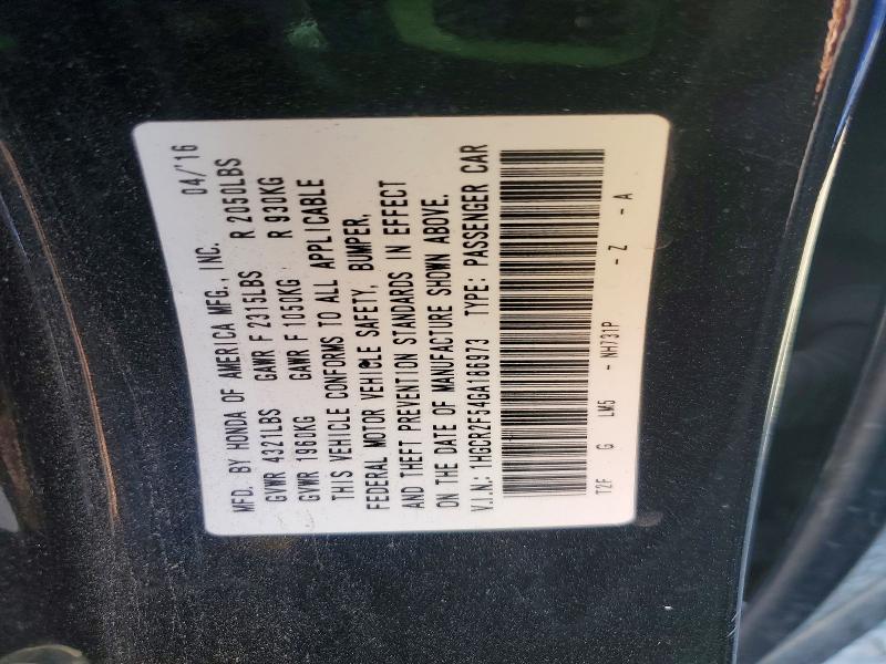 Продаж на аукціоні авто 2016 Honda Accord, vin: 1HGCR2F54GA186973, номер лоту: 50292076