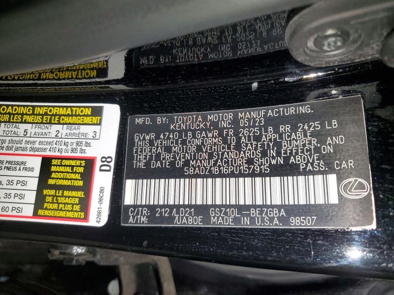 Продаж на аукціоні авто 2023 Lexus Es 350, vin: 58ADZ1B16PU157915, номер лоту: 48458216