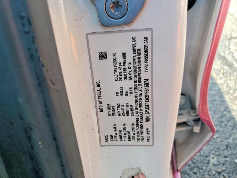 Aukcja sprzedaży 2023 Tesla Model 3, vin: 5YJ3E1EA3PF515074, numer aukcji: 48938986