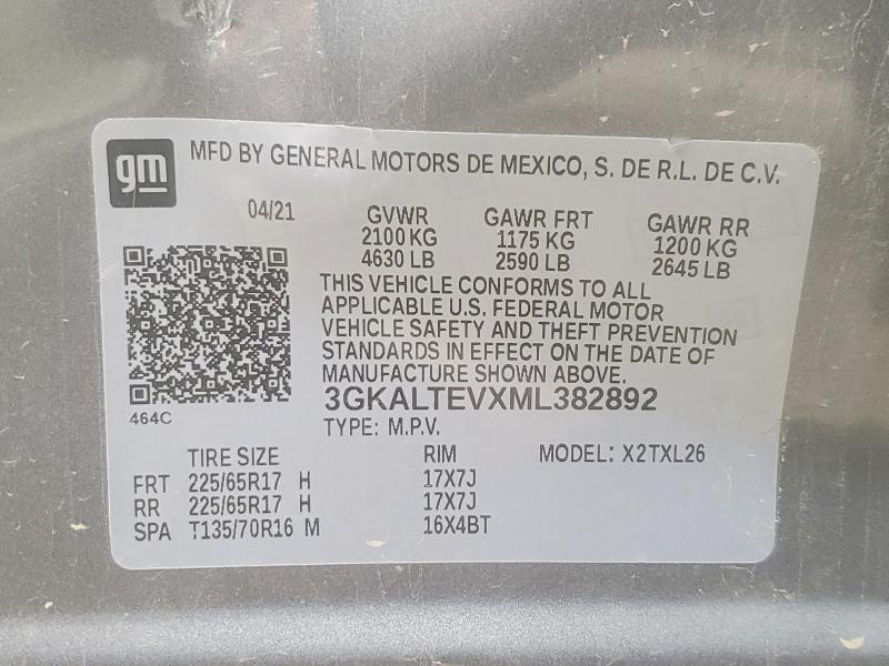 2021 Gmc Terrain მანქანა იყიდება აუქციონზე, vin: 3GKALTEVXML382892, აუქციონის ნომერი: 51634326