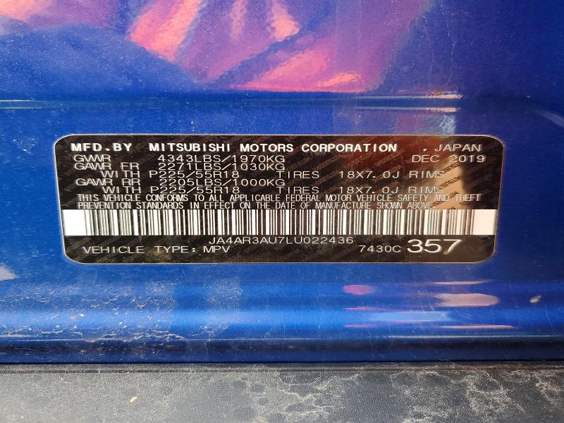 Продаж на аукціоні авто 2020 Mitsubishi Outlander Sport, vin: JA4AR3AU7LU022436, номер лоту: 51101836