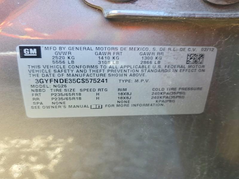 2012 Cadillac Srx მანქანა იყიდება აუქციონზე, vin: 3GYFNDE35CS575241, აუქციონის ნომერი: 50109476
