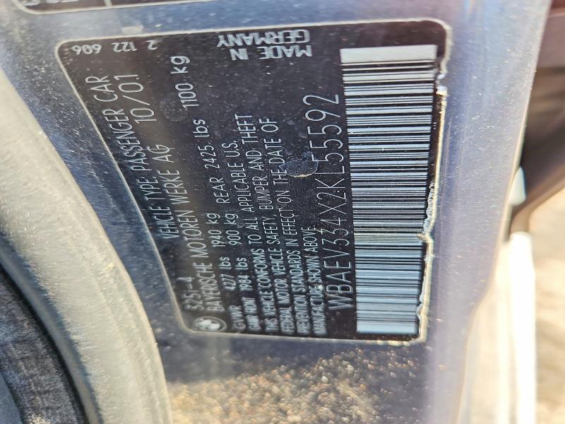48519946 :رقم المزاد ، WBAEV334X2KL55592 vin ، 2002 Bmw 325 مزاد بيع