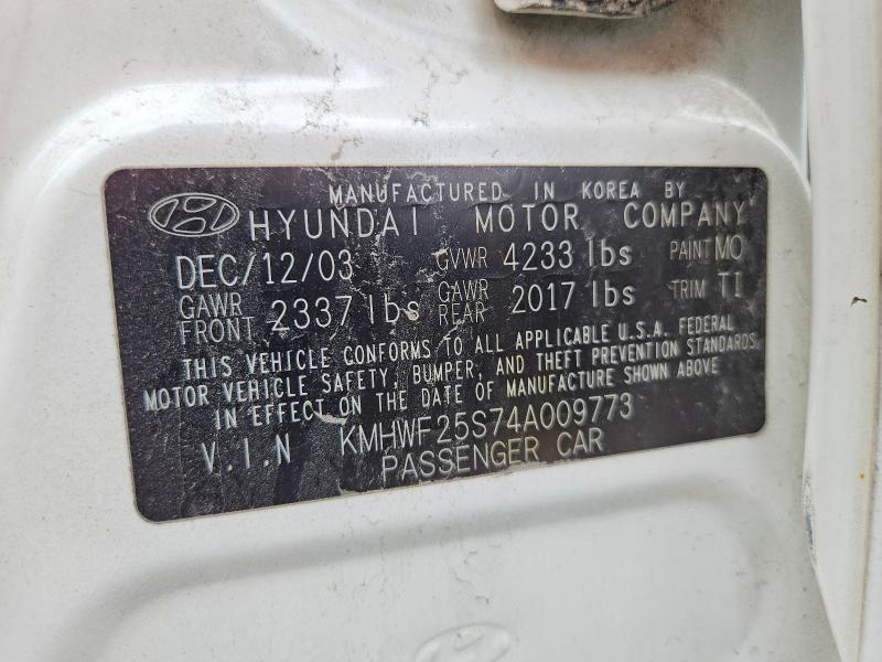 Aukcja sprzedaży 2004 Hyundai Sonata, vin: KMHWF25S74A009773, numer aukcji: 51598236