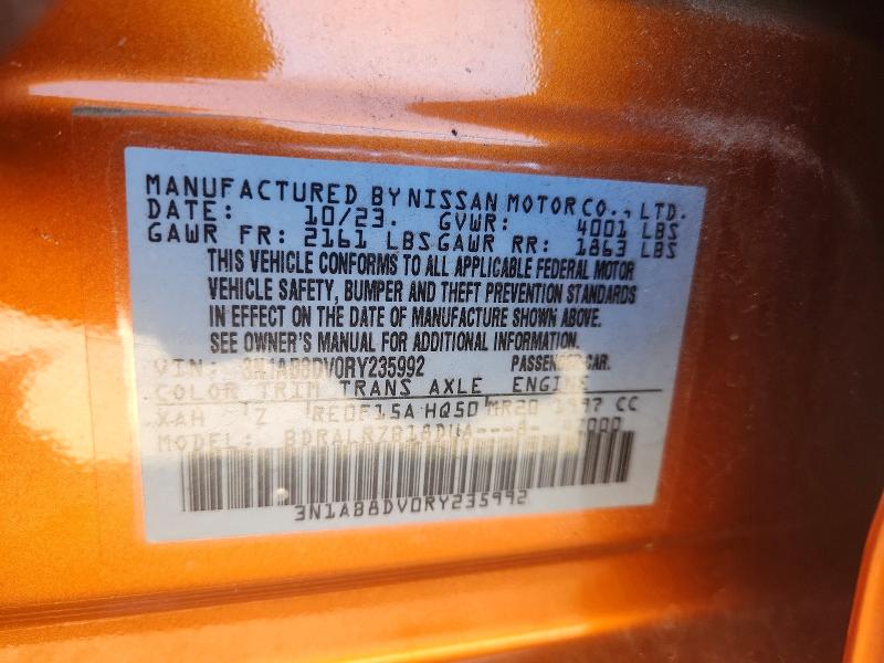Aukcja sprzedaży 2024 Nissan Sentra, vin: 3N1AB8DV0RY235992, numer aukcji: 49390926