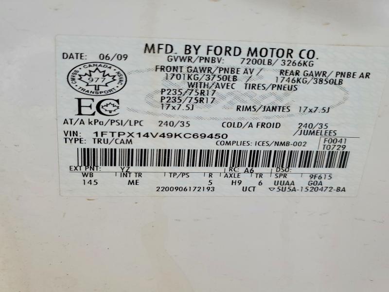 Aukcja sprzedaży 2009 Ford F150, vin: 1FTPX14V49KC69450, numer aukcji: 48151056