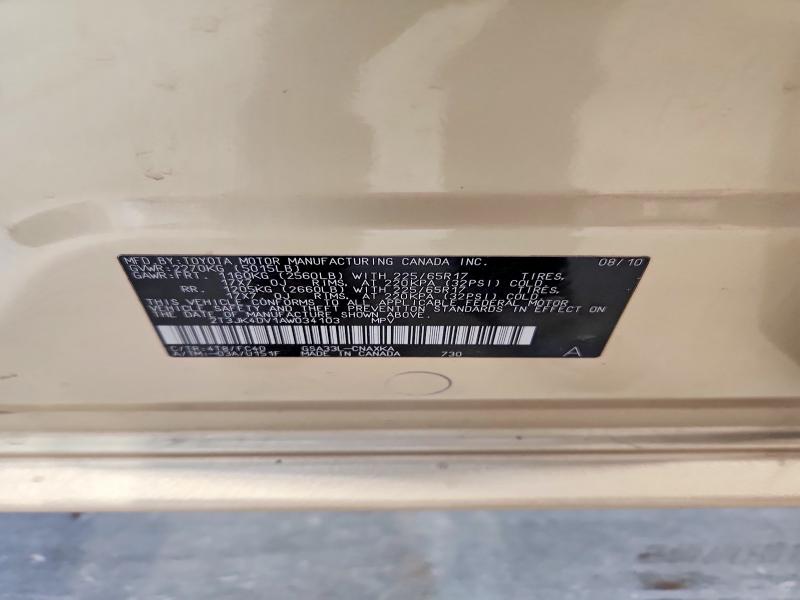 Aukcja sprzedaży 2010 Toyota Rav4, vin: 2T3JK4DV1AW034103, numer aukcji: 51092586