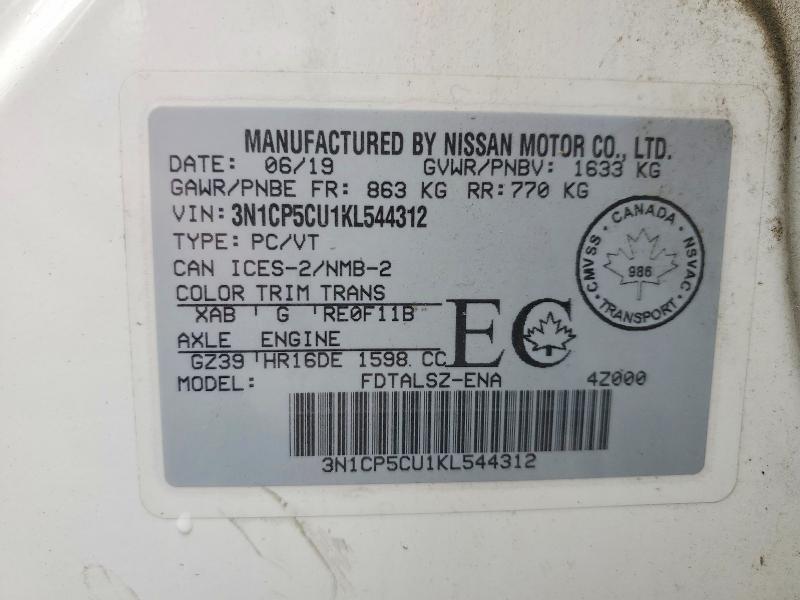 Продажа на аукционе авто 2019 Nissan Kicks, vin: 3N1CP5CU1KL544312, номер лота: 51273006