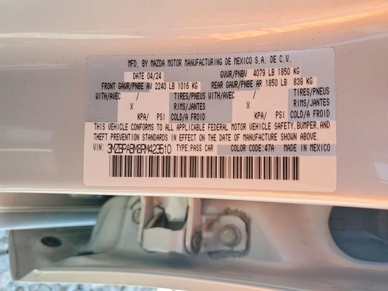 Aukcja sprzedaży 2024 Mazda 3, vin: 3MZBPABM8RM423510, numer aukcji: 49918856