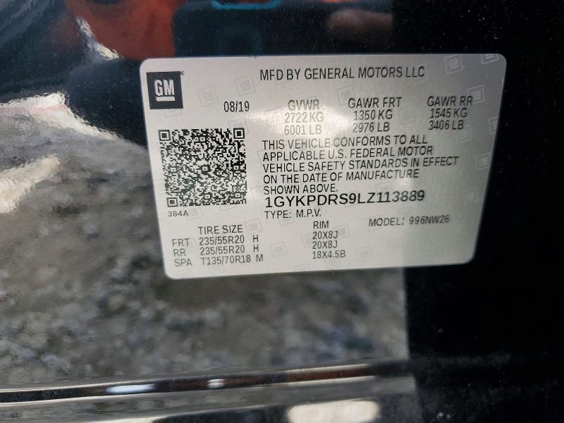 48214646 :رقم المزاد ، 1GYKPDRS9LZ113889 vin ، 2020 Cadillac Xt6 مزاد بيع