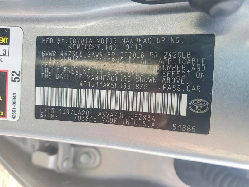 Продажа на аукционе авто 2020 Toyota Camry, vin: 4T1G11AK5LU891879, номер лота: 50017166