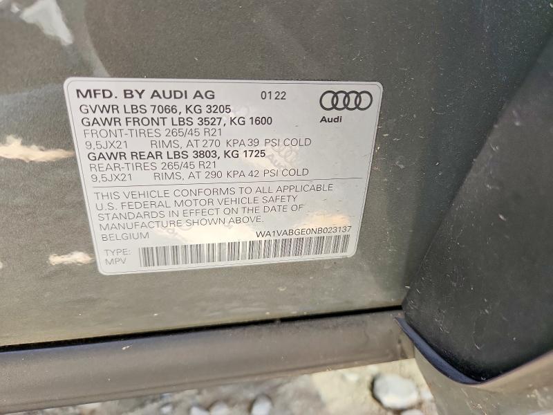 Продажа на аукционе авто 2022 Audi E-tron, vin: WA1VABGE0NB023137, номер лота: 49822466