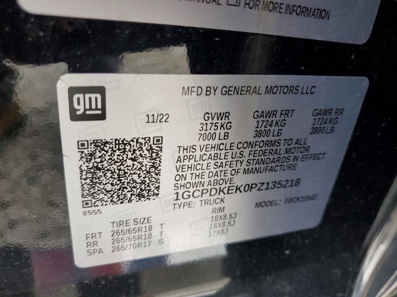 2023 Chevrolet Silverado მანქანა იყიდება აუქციონზე, vin: 1GCPDKEK0PZ135218, აუქციონის ნომერი: 49789036