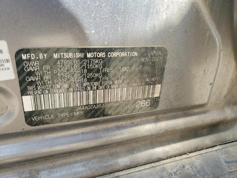 Aukcja sprzedaży 2018 Mitsubishi Outlander, vin: JA4AD2A30JJ000647, numer aukcji: 48820896